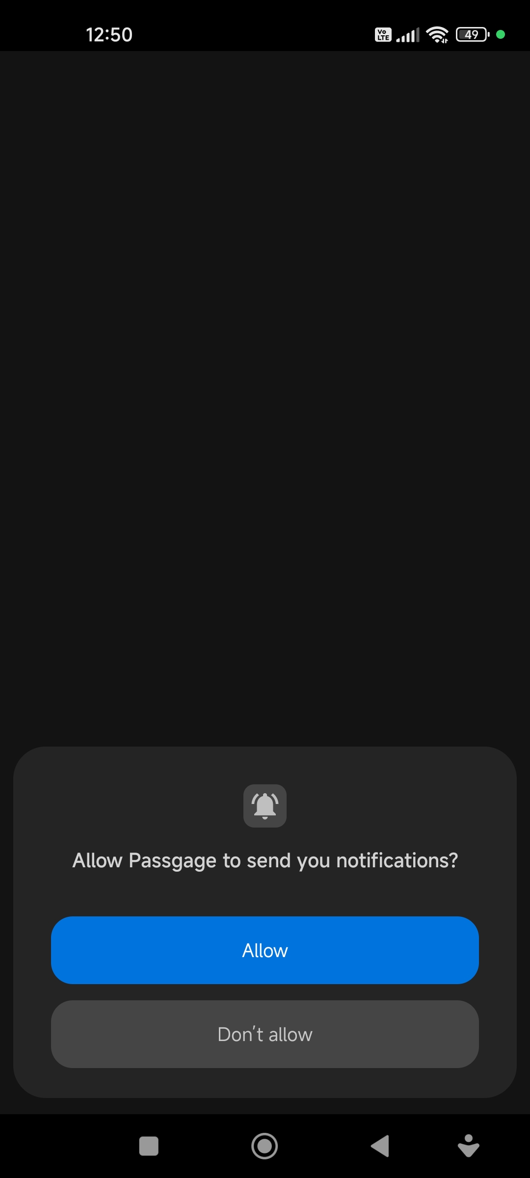 Passgage bildirim izni ekranı - Android bildirim izni ayarları